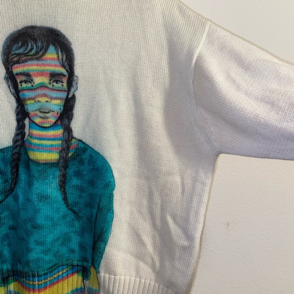 New Sicko White Bad Case of Stripes Knut Sweater with Chest Pocket Size Large - Picture 3 of 11